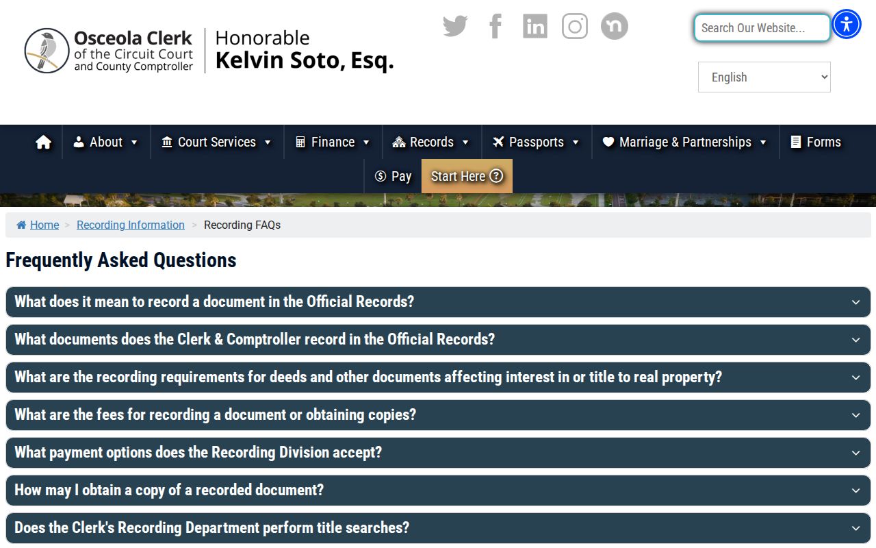 Osceola recording and certified copy guidance for St. Cloud previous residents